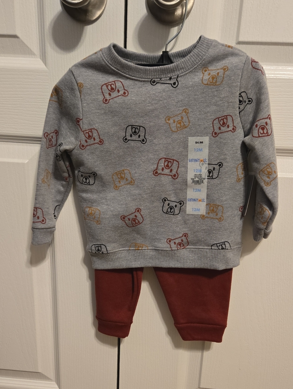 Garanimals Gray Bear Print Sweatshirt with Rust Joggers